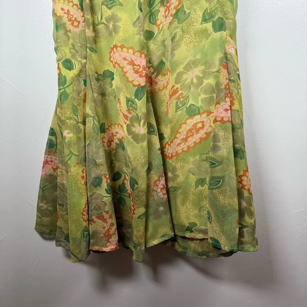 Green Paisley Layered Whimsical Fairy Paisley Floral Skirt Size 2X
